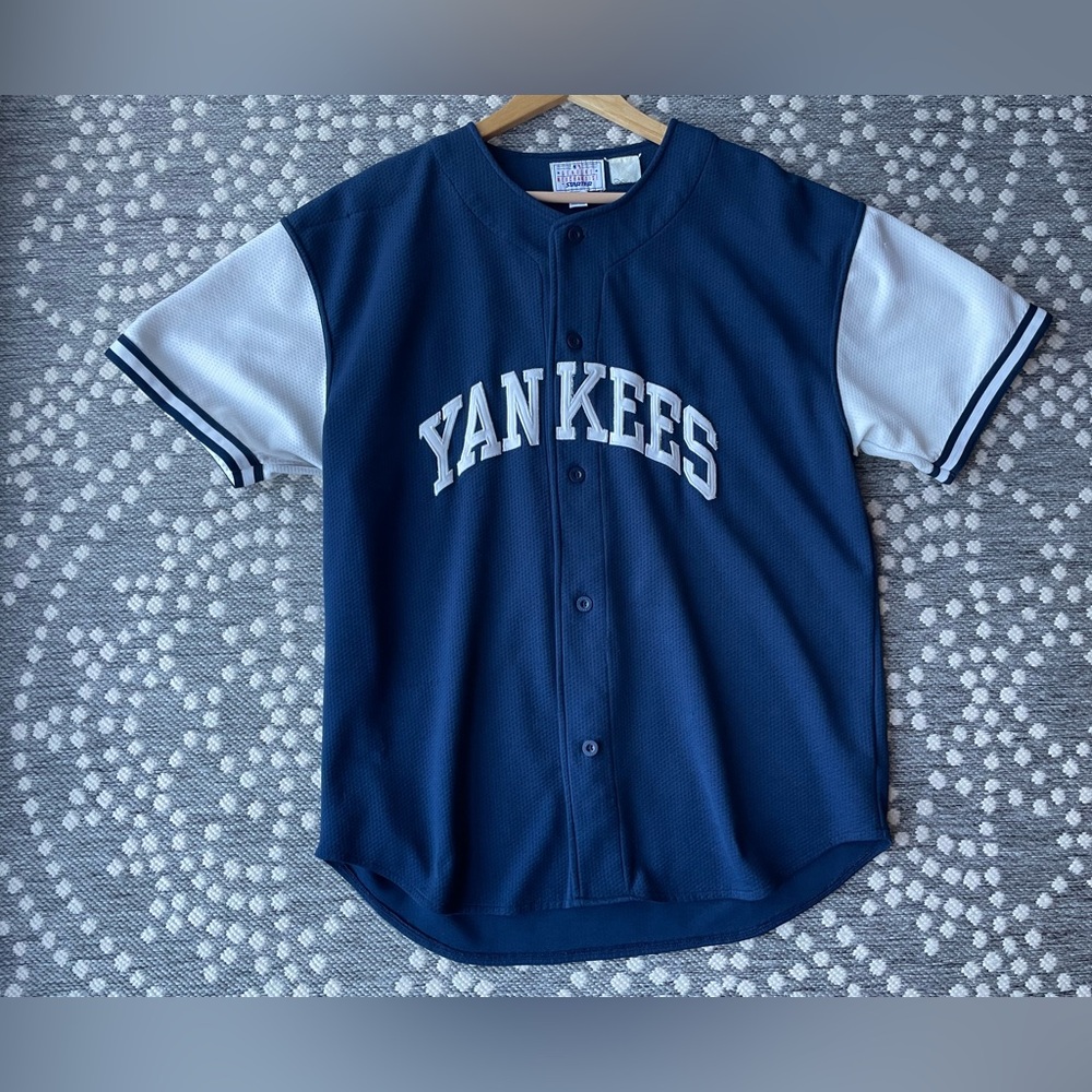Starter YANKEES Derek Jeter 2 Jersey Baseball Button Down Mens XL Blue Christmas - Picture 3 of 14